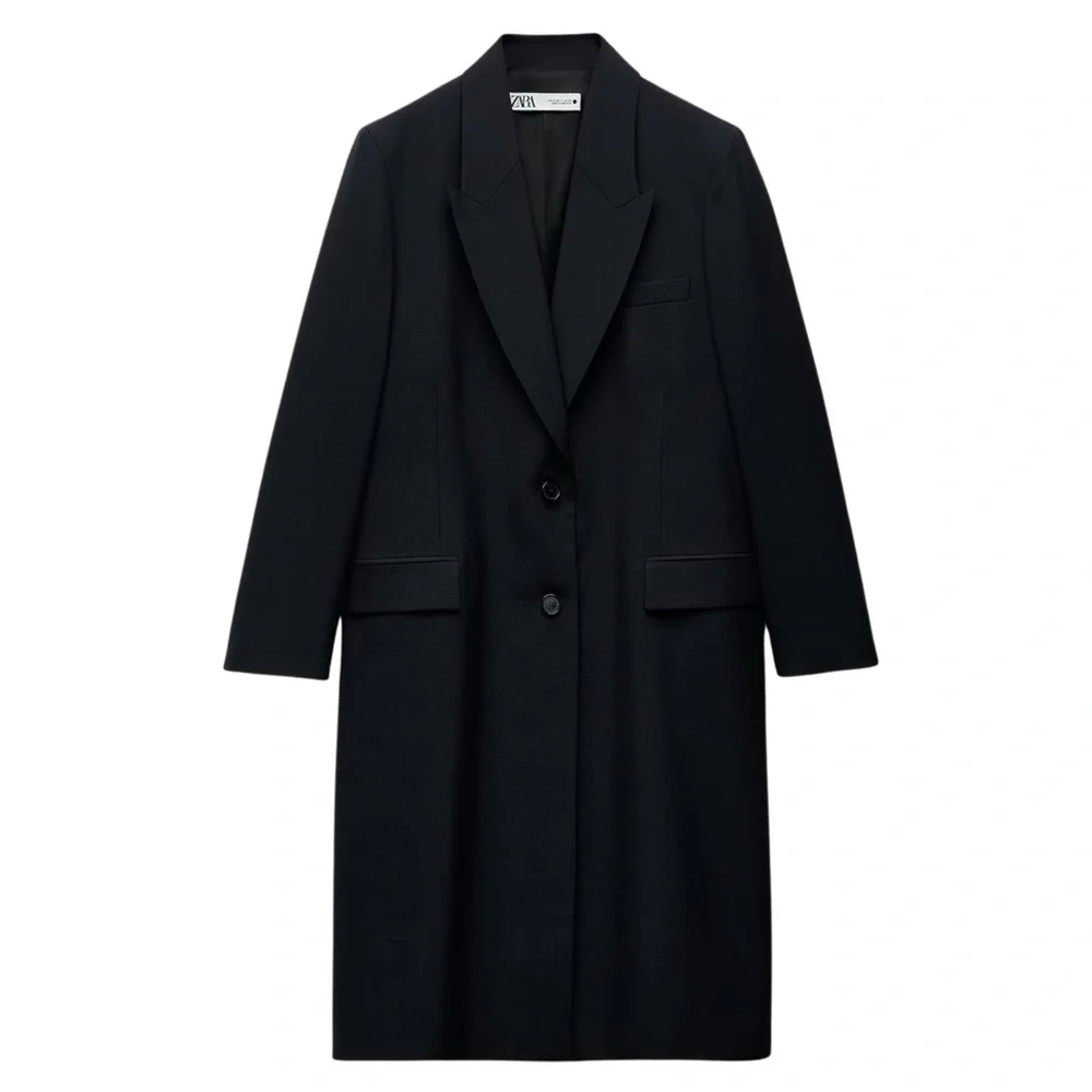 MINIMALIST WOOL BLEND COAT ZW COLLECTION - Picture 2 of 6